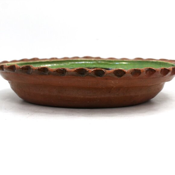 VTG Patamban Hand Painted Dolphin MX Folk Art Green/Brown Glazed Pottery Platter - Picture 4 of 10